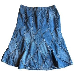 Studio West Apparel Denim Patchwork Midi Skirt